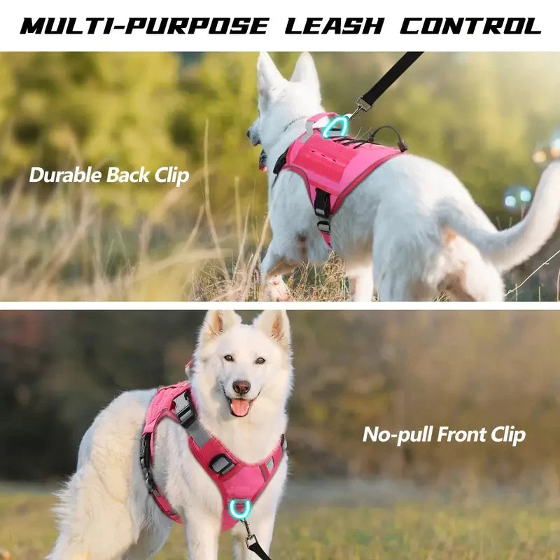 Adjustable No-Pull Tactical Dog Harness – Heavy-Duty Reflective Vest with Handle for Large Breeds