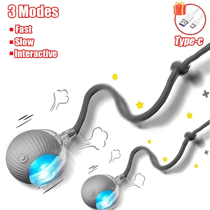 Automatic Interactive Cat Ball – Smart Rolling Toy with Tail & Mouse-Like Movement (Rechargeable)