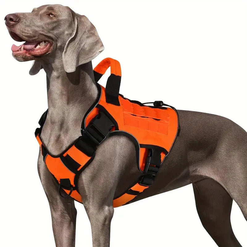 Adjustable No-Pull Tactical Dog Harness – Heavy-Duty Reflective Vest with Handle for Large Breeds
