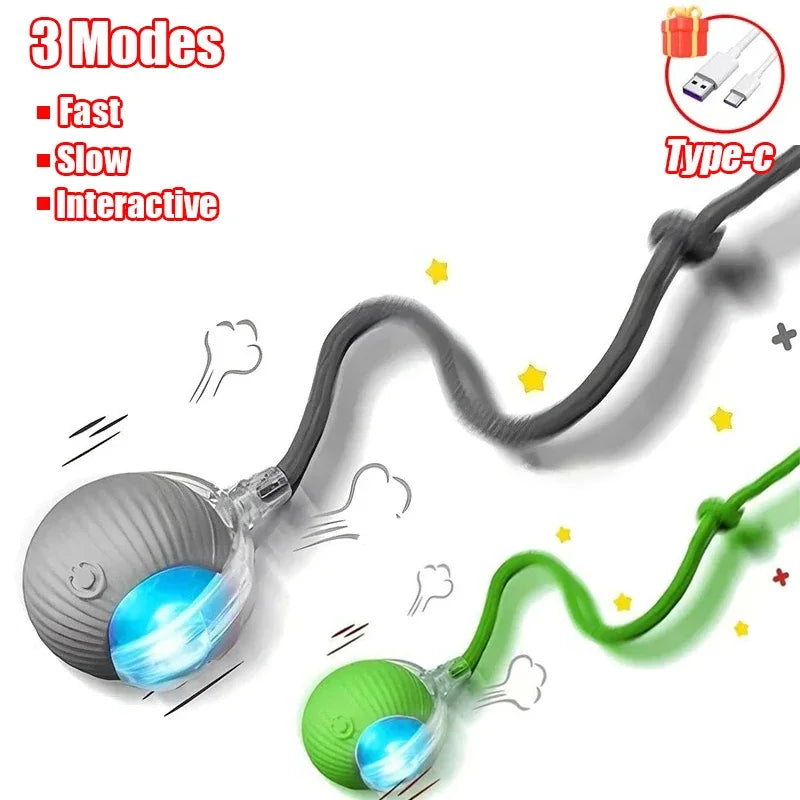 Automatic Interactive Cat Ball – Smart Rolling Toy with Tail & Mouse-Like Movement (Rechargeable)