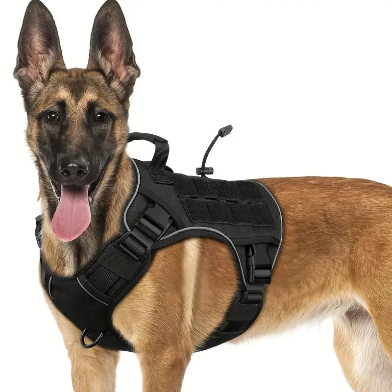 Adjustable No-Pull Tactical Dog Harness – Heavy-Duty Reflective Vest with Handle for Large Breeds