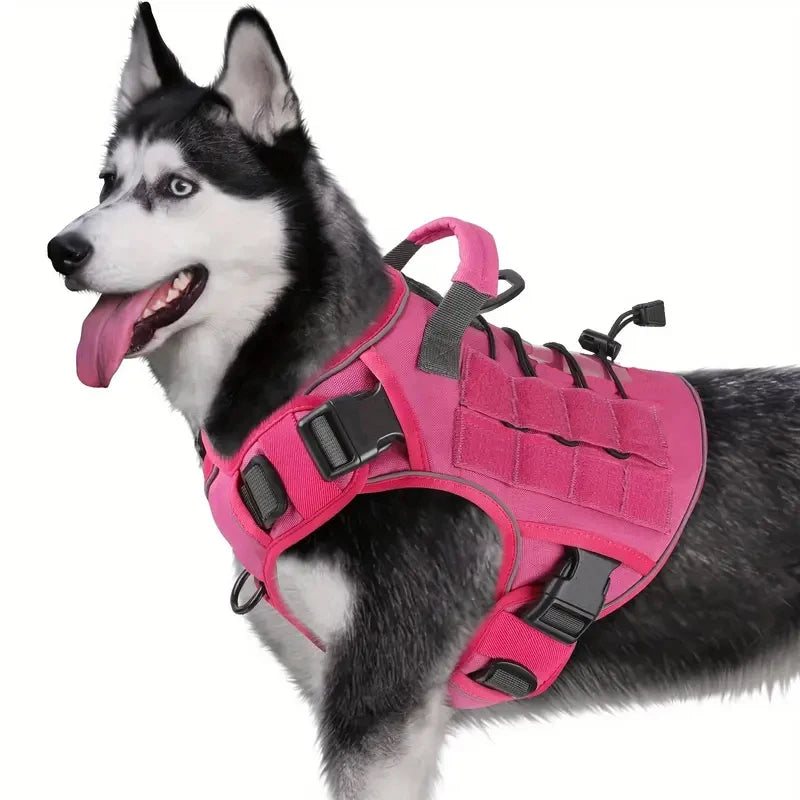 Adjustable No-Pull Tactical Dog Harness – Heavy-Duty Reflective Vest with Handle for Large Breeds