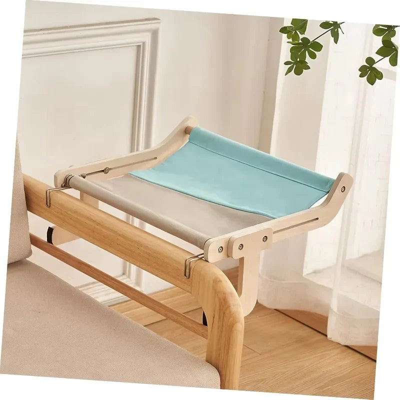 Luxury Wooden Cat Hammock Bed — Space-Saving Window Lounger for Relaxed Cats