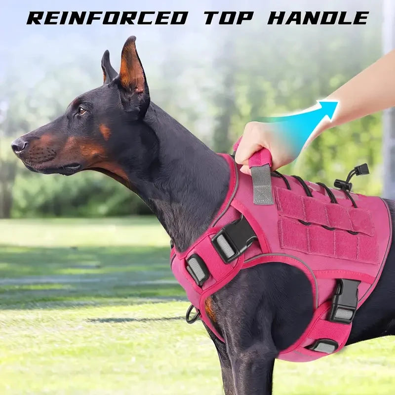 Adjustable No-Pull Tactical Dog Harness – Heavy-Duty Reflective Vest with Handle for Large Breeds