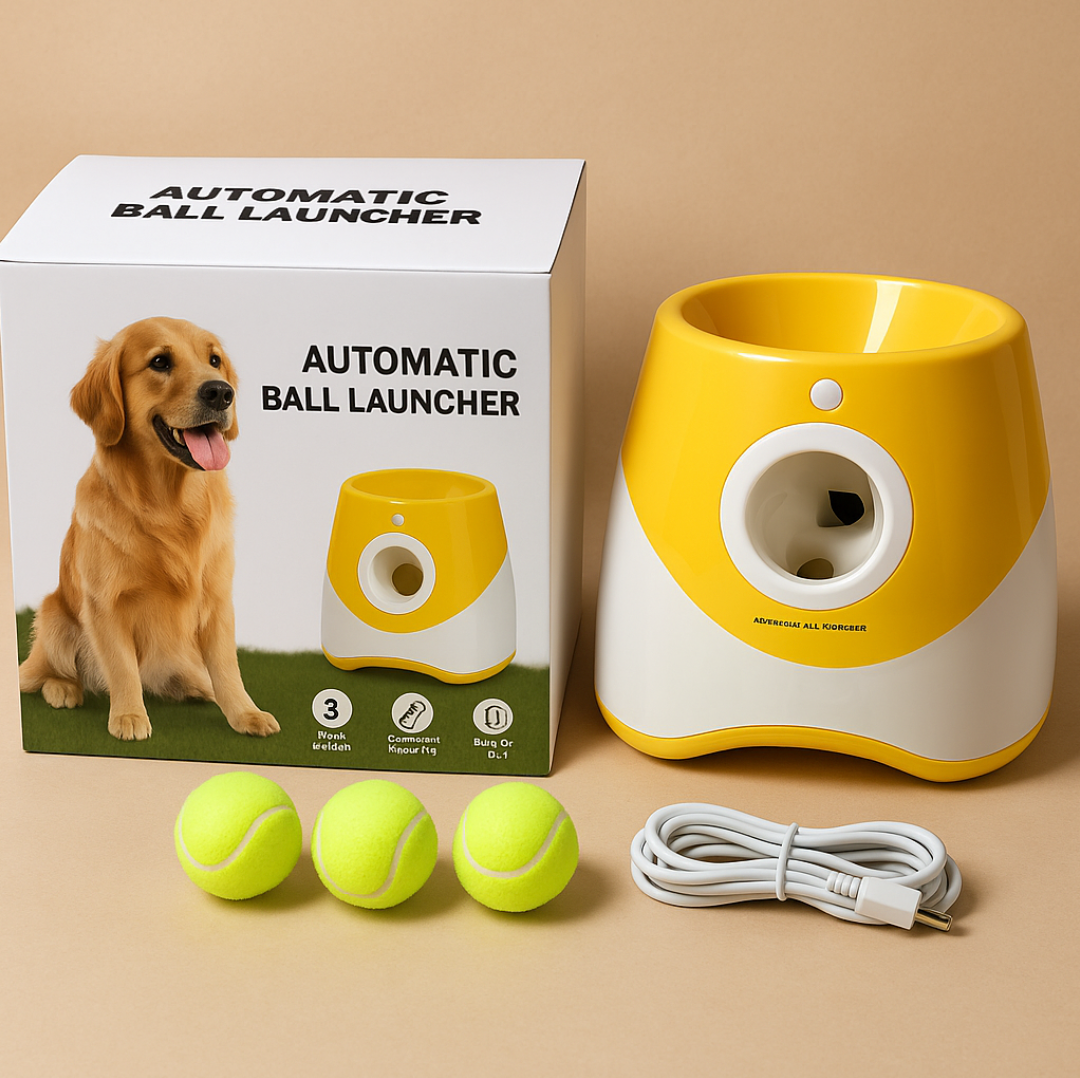 Automatic Dog Ball Launcher – Interactive Tennis Throwing Machine with Rechargeable USB Power