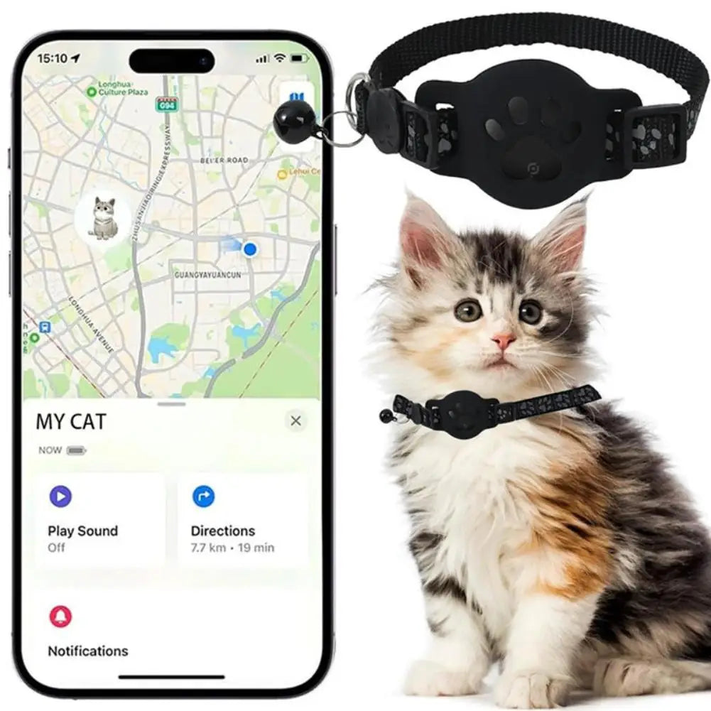 Smart GPS Pet Tracker Collar – Real-Time Location Tracking for Cats & Small Dogs (iOS Compatible)
